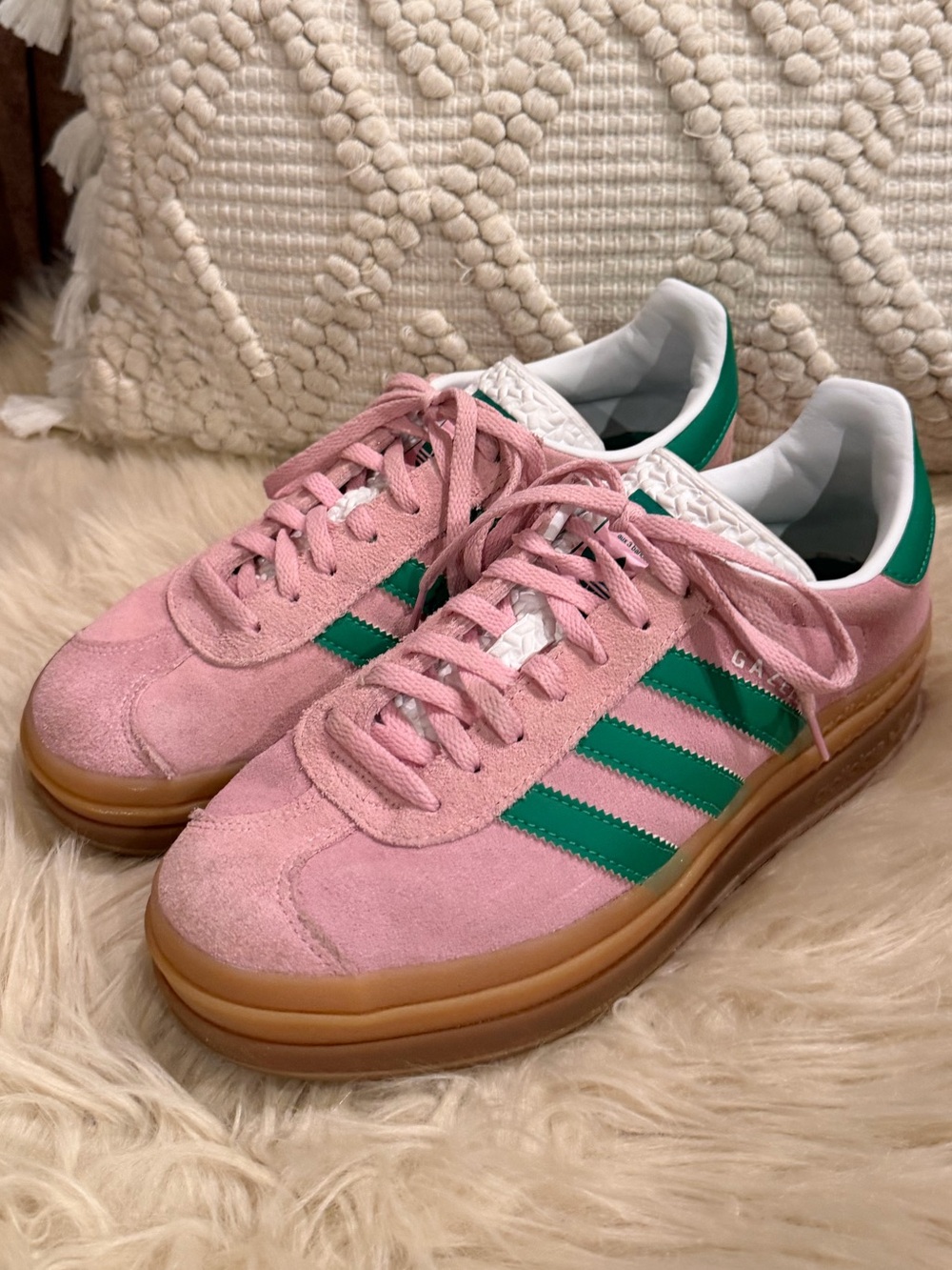 Adidas Women's Pink Suede Gazelle platform sneakers